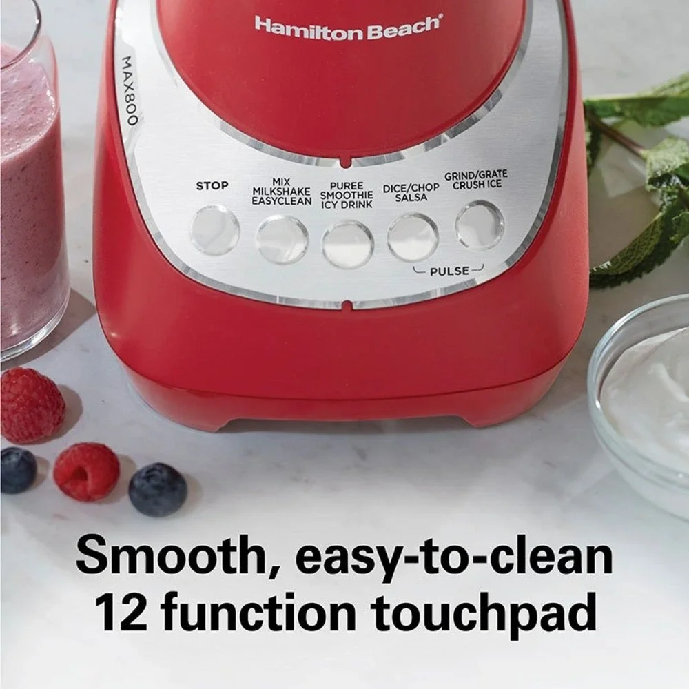 Hamilton Beach Wave-Action Quiet Blender 48oz Red New Open Box 800W Glass Jar